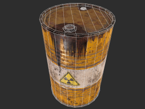pbr oil drum barrel a4 - radioactive radiation 3D 模型