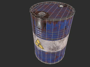 pbr oil drum barrel a4 - radioactive radiation 3D Model