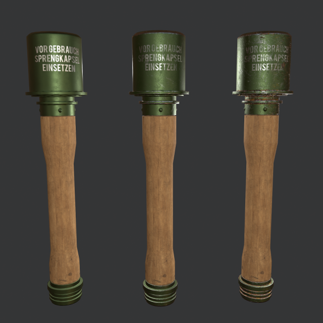 pbr stielhandgranate - wwii german m24 stick grenade 3D Модель .c4d .max .obj .3ds .fbx .stl .blend 