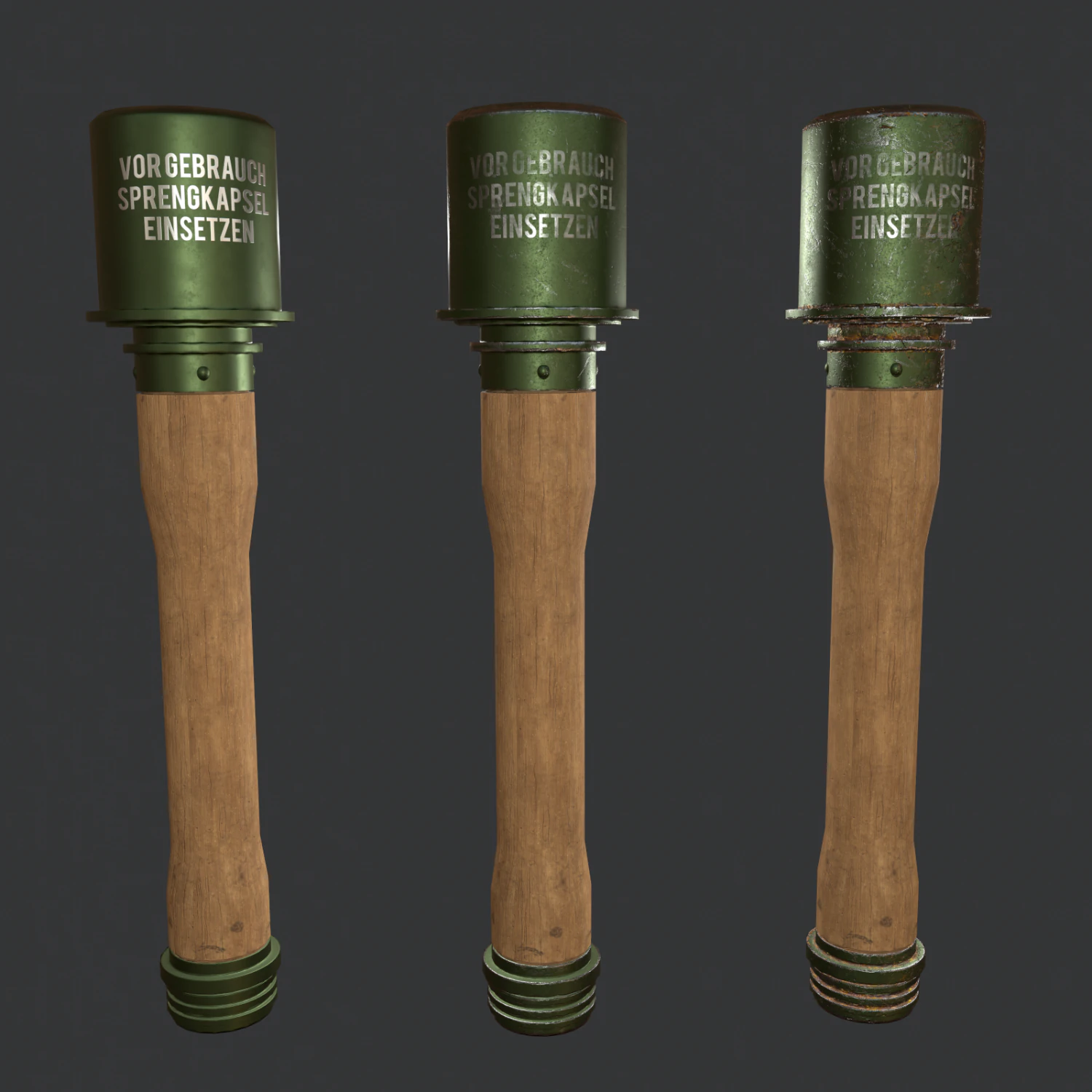 pbr stielhandgranate - wwii german m24 stick grenade 3D Model .c4d .max .obj .3ds .fbx .stl .blend