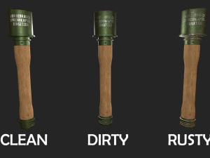 pbr stielhandgranate - wwii german m24 stick grenade 3D Model