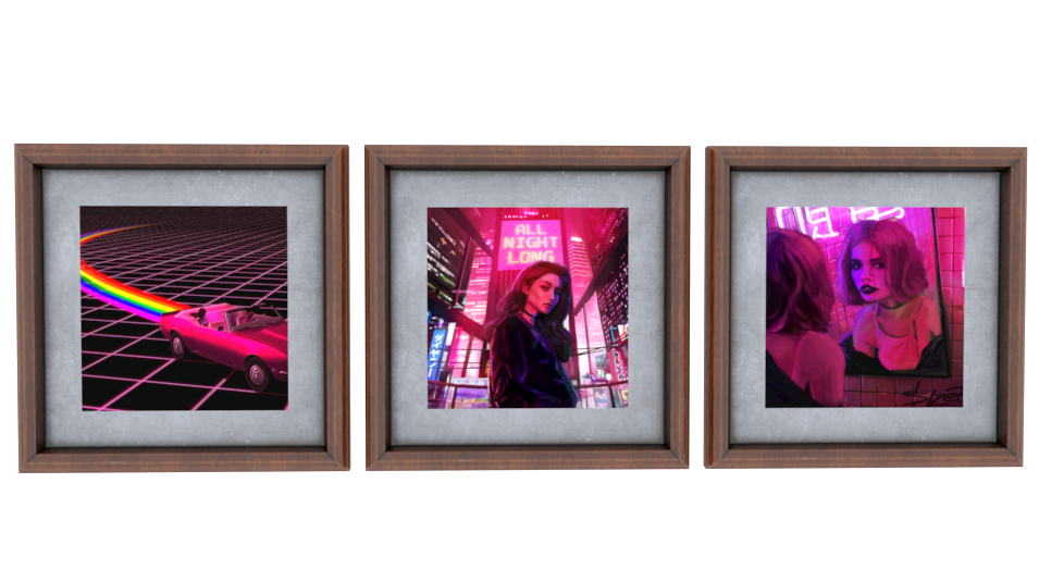 Vaporwave Frames Free 3d Model In Household Items 3dexport