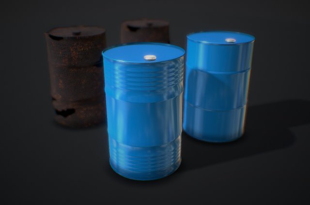 two types of oil barrels Modelo 3D .c4d .max .obj .3ds .fbx .stl .blend 