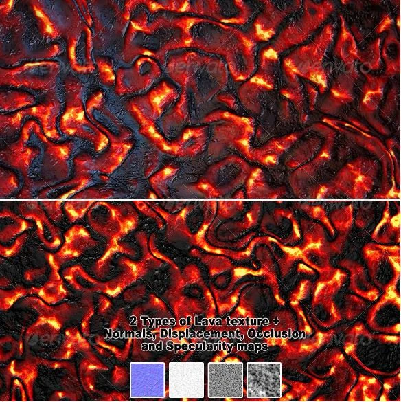 two types of hq volcano lava - magma textures CG Textures .c4d .max .obj .3ds .fbx .stl .blend 