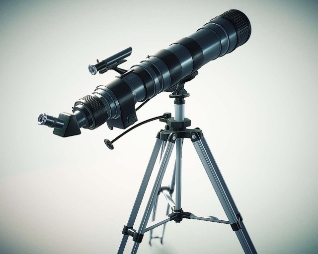 detailed hq telescope and tripod 3D Model .c4d .max .obj .3ds .fbx .stl .blend 