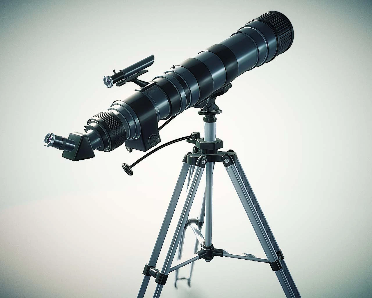 detailed hq telescope and tripod 3D Model .c4d .max .obj .3ds .fbx .stl .blend 