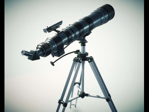 detailed hq telescope and tripod 3D Model