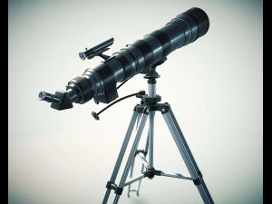 telescópio e tripé detalhados do hq Modelo 3D