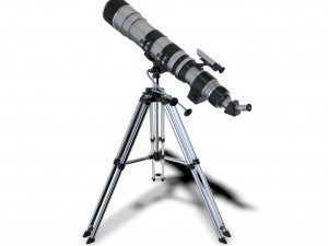 detailed hq telescope and tripod 3D Model