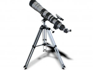 detailed hq telescope and tripod 3D Model