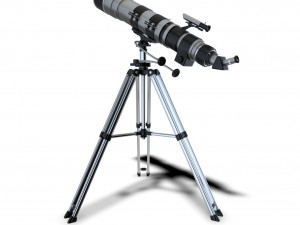 detailed hq telescope and tripod 3D Model