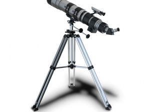 detailed hq telescope and tripod 3D Model