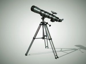 detailed hq telescope and tripod 3D Model