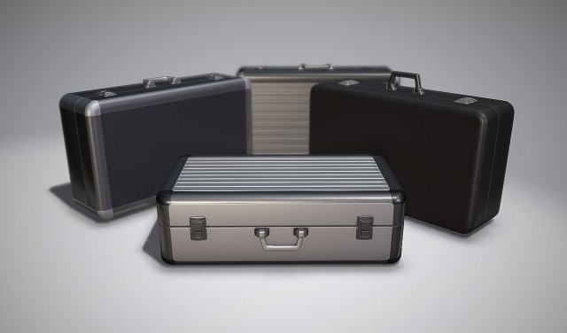 metal briefcases - low high poly 3D Модель .c4d .max .obj .3ds .fbx .stl .blend 
