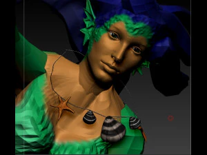 зелена скульптура русалки 3D Модель