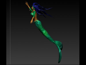 mermaid green sculture 3D Модель