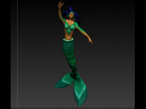 mermaid green sculture 3D Модель