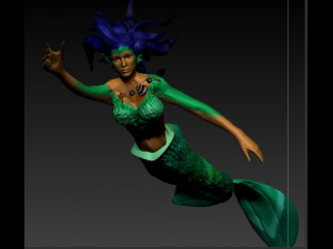 mermaid green sculture 3D Модель