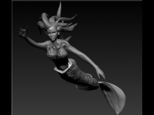 mermaid green sculture 3D Модель