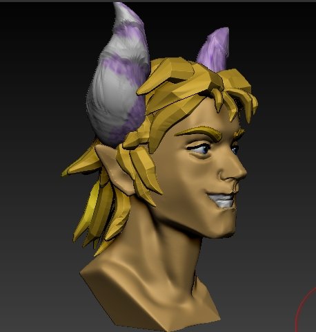 young demon face 3D Model .c4d .max .obj .3ds .fbx .stl .blend 