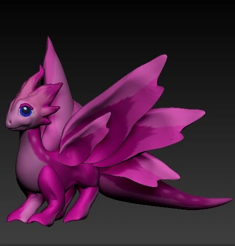 winged pink dragon 3D Model .c4d .max .obj .3ds .fbx .stl .blend