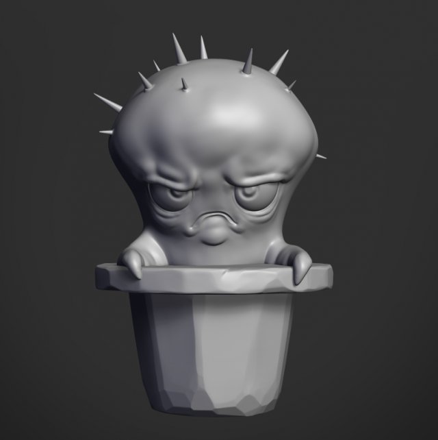 sad cactus 3D Baskı Modeli .c4d .max .obj .3ds .fbx .stl .blend