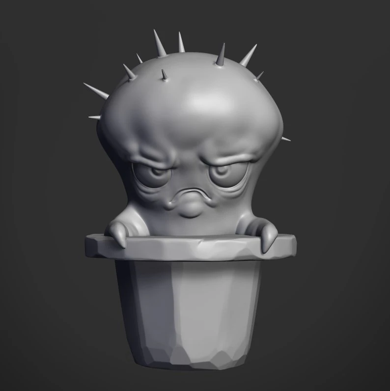 sad cactus 3D Print Model .c4d .max .obj .3ds .fbx .stl .blend 