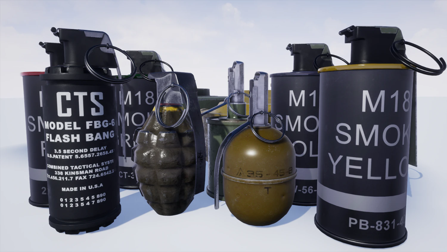 grenade pack 3D Model .c4d .max .obj .3ds .fbx .stl .blend 