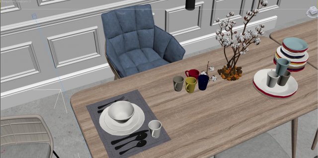 modern home table chair 3D मॉडल .c4d .max .obj .3ds .fbx .stl .blend