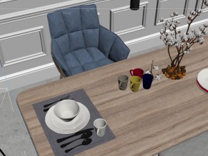 modern home table chair Model 3D