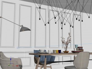 modern home table chair 3D मॉडल