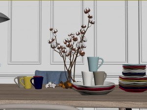 modern home table chair 3D मॉडल