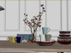 modern home table chair 3D Model