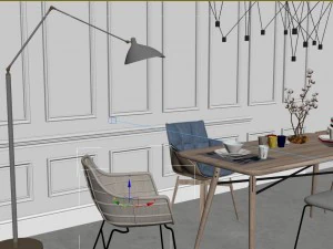 modern home table chair 3D Model