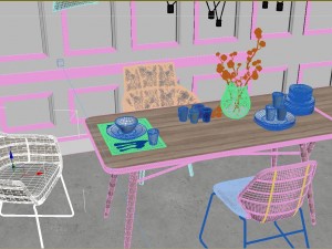 modern home table chair 3D मॉडल