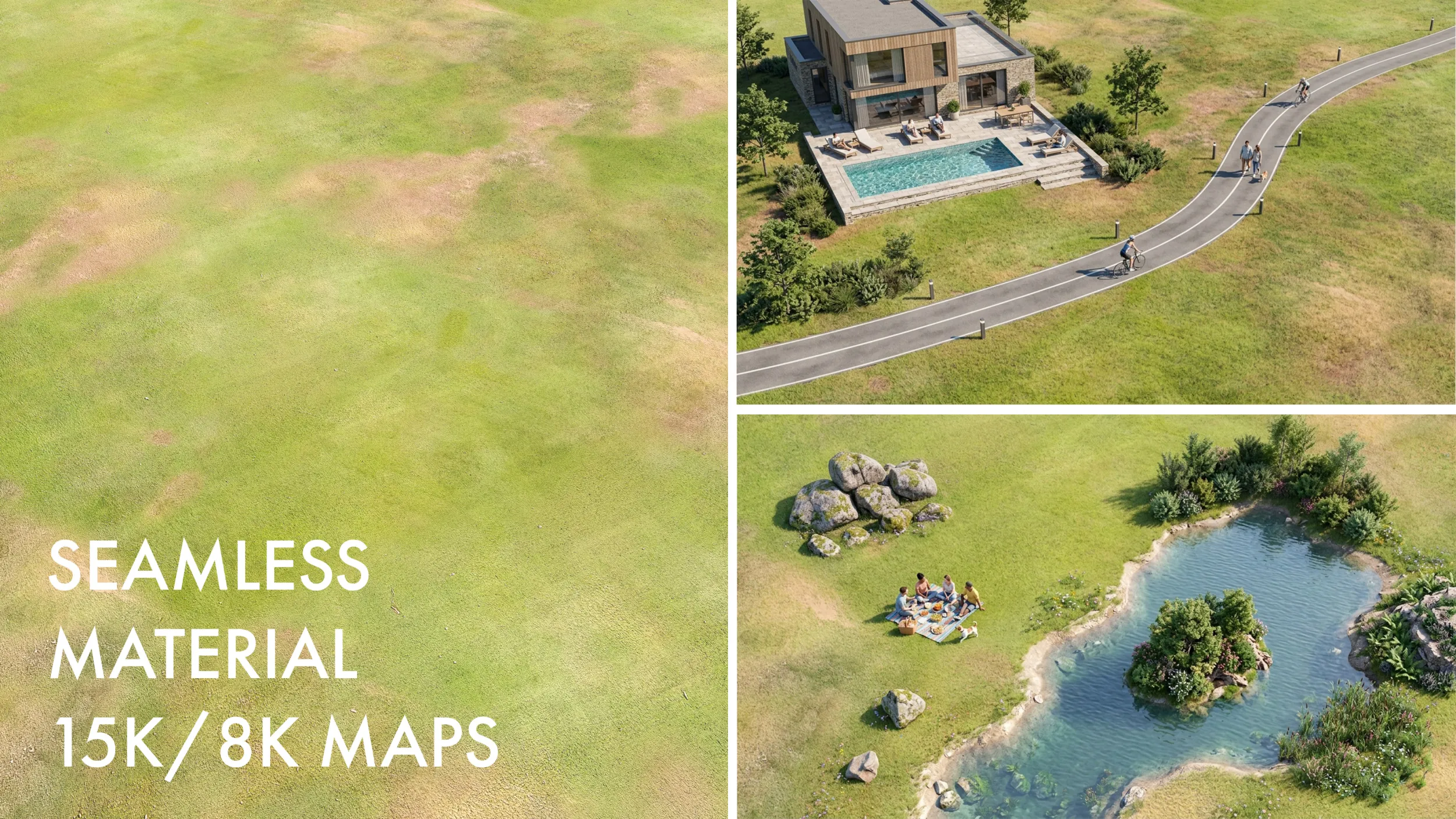 Seamless Grassland Ground PBR Material - 15K - 8K - 2K CG Textures .c4d .max .obj .3ds .fbx .stl .blend 