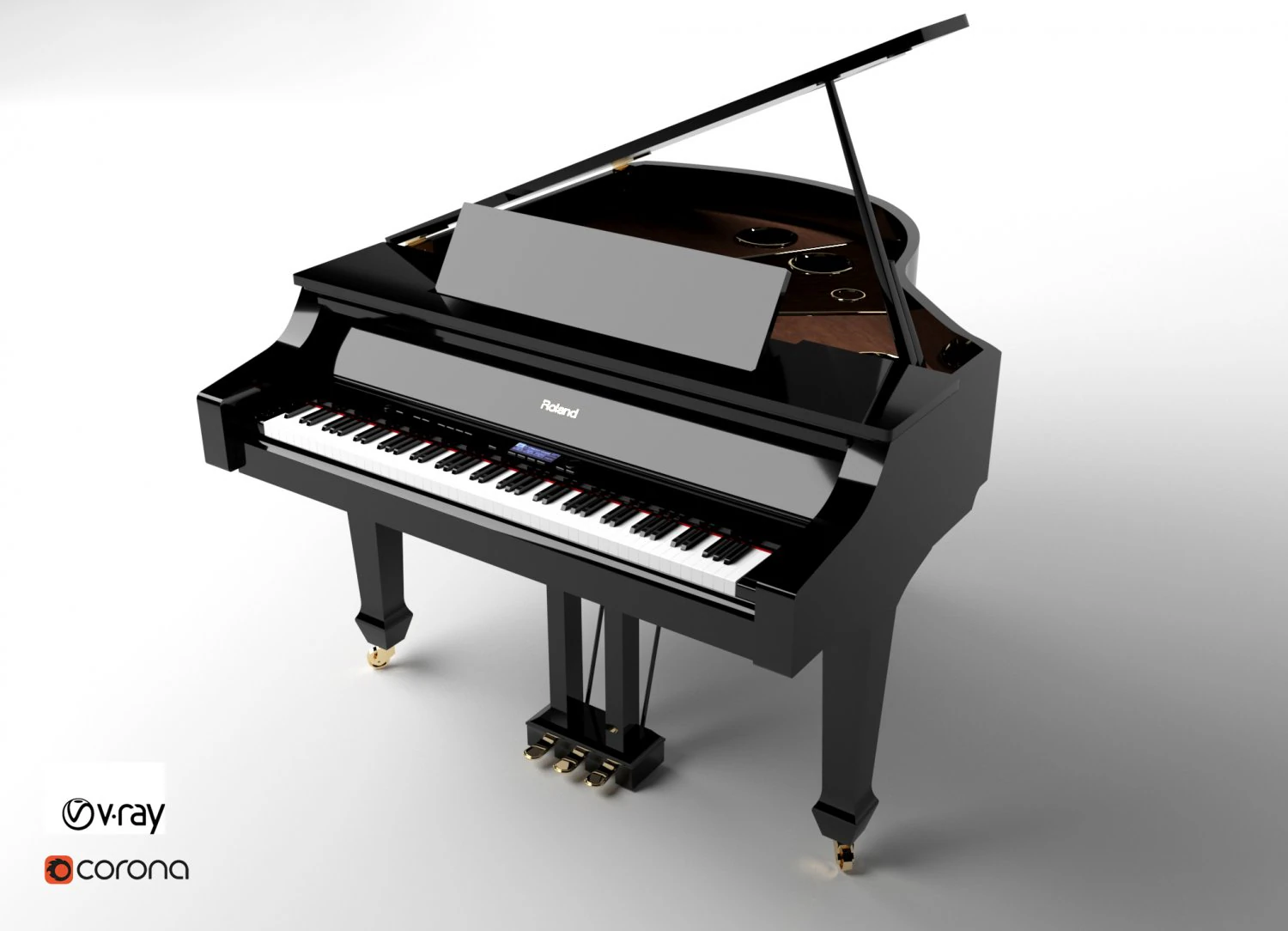 pianoforte a coda roland Modello 3D .c4d .max .obj .3ds .fbx .stl .blend