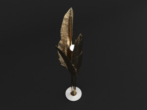 banana leaf golden floor lamp 3D 模型