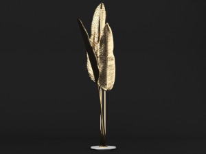 banana leaf golden floor lamp 3D 模型