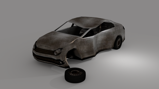 Besch&auml;digtes Fahrzeug 3D Modell .c4d .max .obj .3ds .fbx .stl .blend 