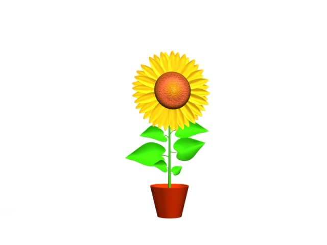 Sunflower flower plant isolated 3D Модель .c4d .max .obj .3ds .fbx .stl .blend 