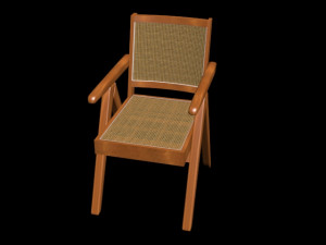 chair wood-rattain Modèle 3D