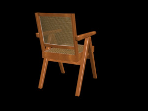 chair wood-rattain Modelo 3D