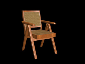 chair wood-rattain Modelo 3D