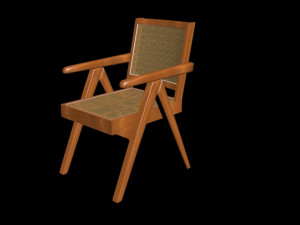 chair wood-rattain Modelo 3D