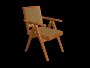 chair wood-rattain Modelo 3D