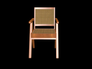 chair wood-rattain Modelo 3D
