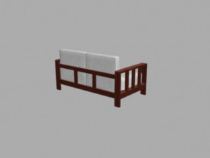 wood sofa double seat Modelo 3D