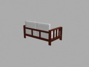wood sofa double seat 3D Model