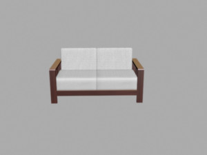 wood sofa double seat Modelo 3D